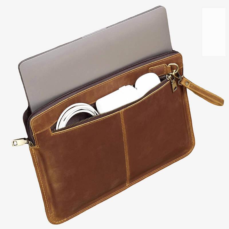 MacBook Pro 14 Sleeve Crazy Horse Leather – Babylon Leather - Babylon LeatherBabylon LeatherAN15-Coffee
