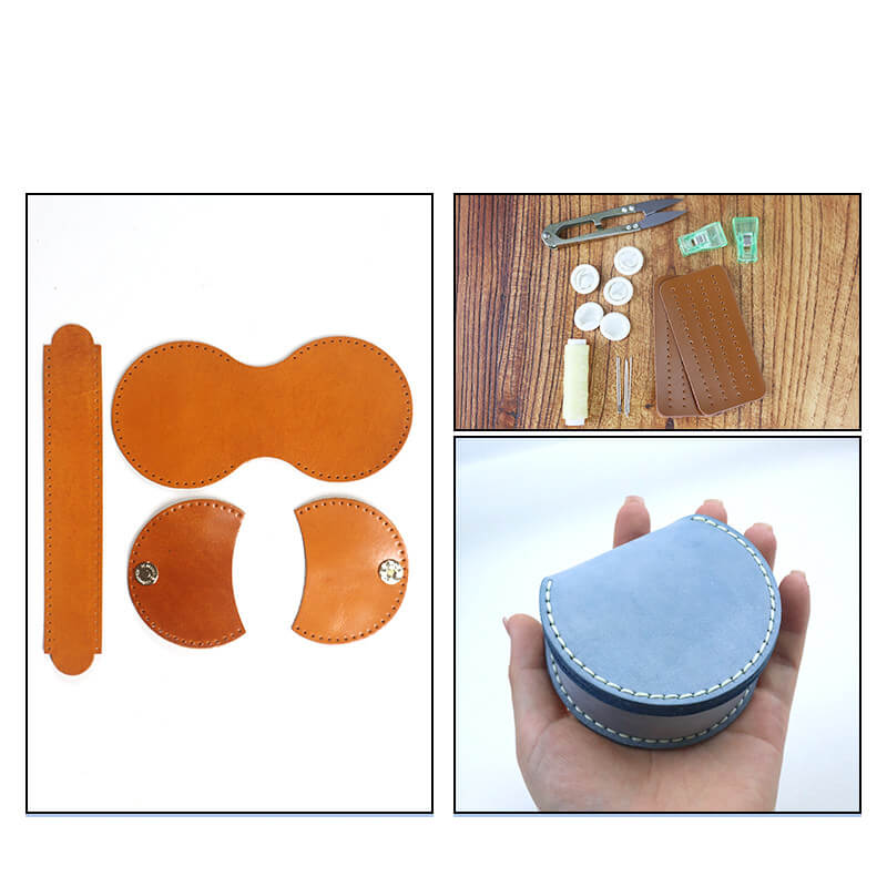 Magnetic Round Storage Box Fog Wax Leather DIY Kit – Babylon Leather - Babylon LeatherBabylon LeatherCY20-Blue