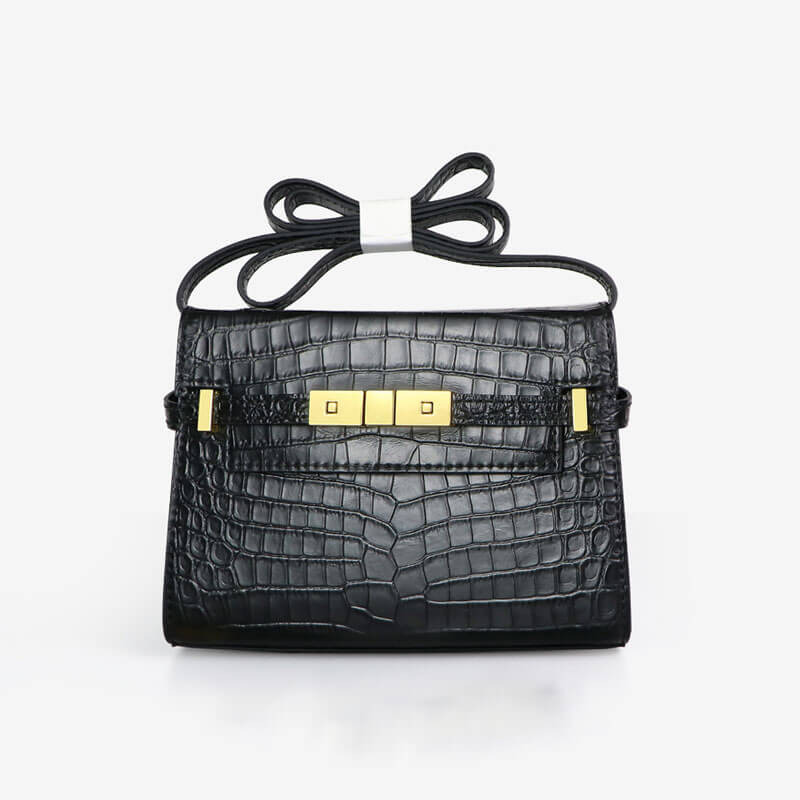Manhattan - Style Leather Bag DIY Kit with Crocodile Pattern Leather – Babylon Leather - Babylon LeatherBabylon LeatherSY41 - Crocodile - Black - Color - Matched