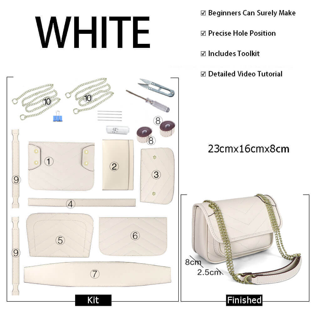 Marmont Chain Shoulder Bag DIY Kit – Babylon Leather - Babylon LeatherBabylon LeatherSY94-White-Color-Matched