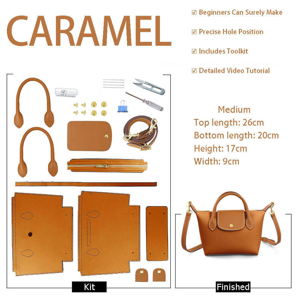 Medium Le Pliage DIY Kit – Babylon Leather - Babylon LeatherBabylon LeatherSY88-Caramel-White