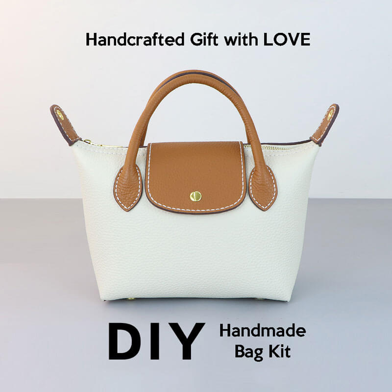 Medium Le Pliage DIY Kit – Babylon Leather - Babylon LeatherBabylon LeatherSY88 - Caramel & White - White