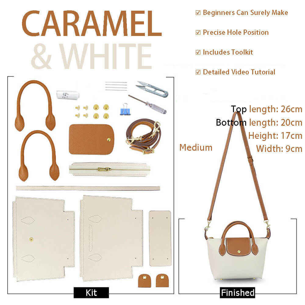 Medium Le Pliage DIY Kit – Babylon Leather - Babylon LeatherBabylon LeatherSY88-Caramel & White-White
