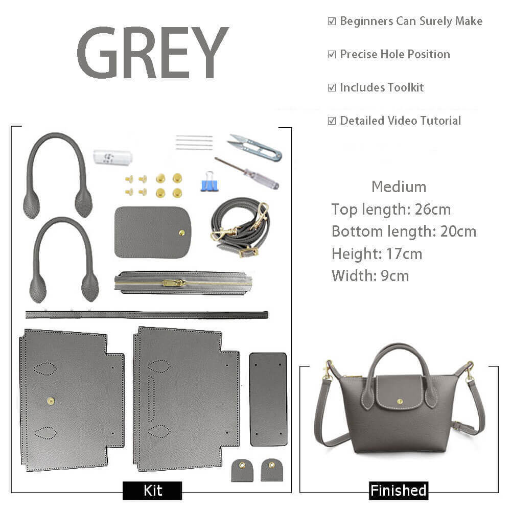 Medium Le Pliage DIY Kit – Babylon Leather - Babylon LeatherBabylon LeatherSY88-Grey-White