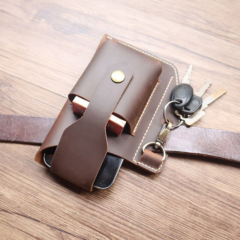 Men's Belt Waist Bag Crazy Horse Leather DIY Kit – Babylon Leather - Babylon LeatherBabylon LeatherCY51-Brown