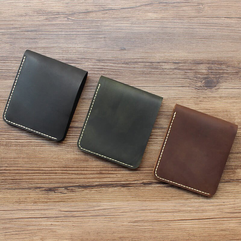 Men's Bifold Wallet Crazy Horse Leather DIY Kit – Babylon Leather - Babylon LeatherBabylon LeatherCY36-Brown