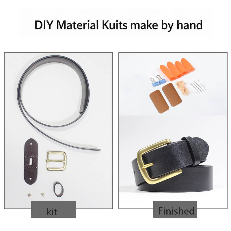 Men's Brass Buckle Belt Top Grain Leather DIY Kit – Babylon Leather - Babylon LeatherBabylon LeatherCY26-Black-41" 105 cm