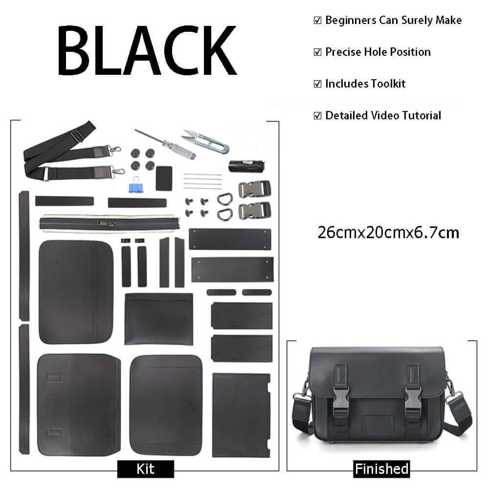 Men’s Cambridge Satchel DIY Leather Kit – Babylon Leather - Babylon LeatherBabylon LeatherSY91-Black-Color-Matched