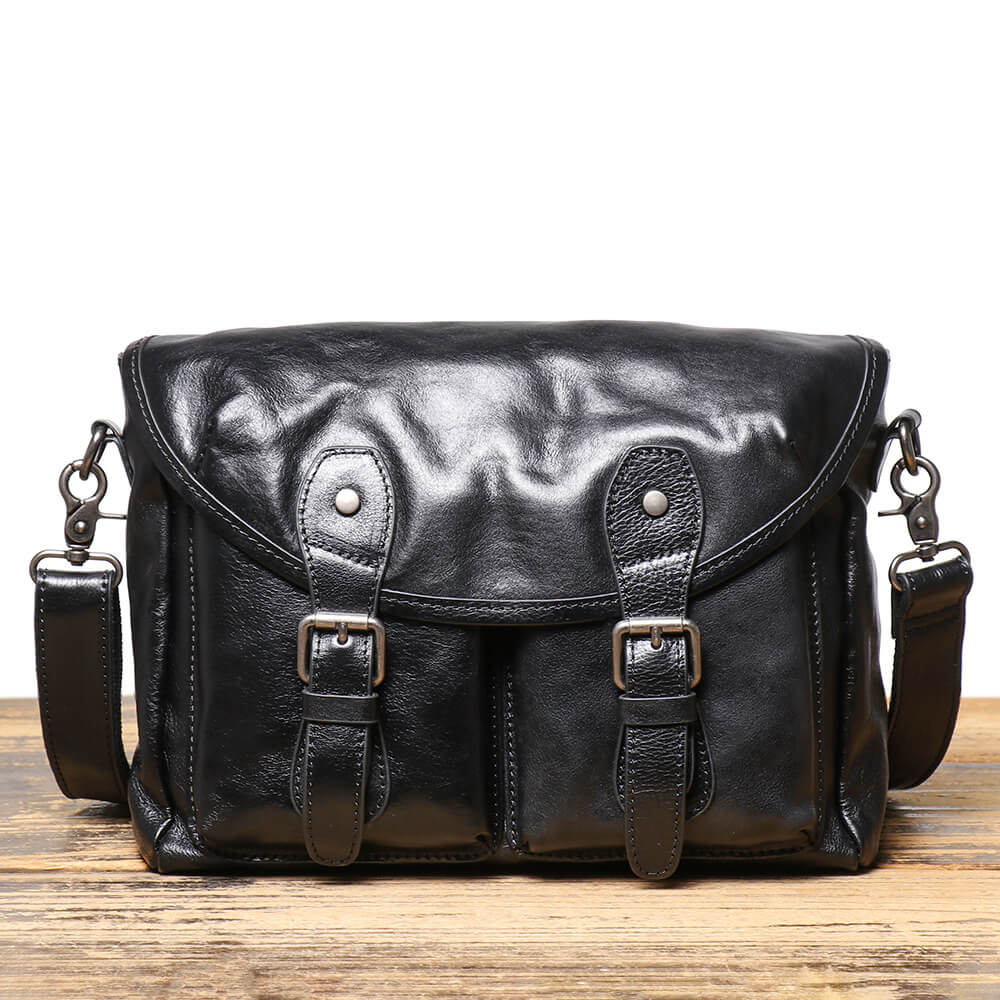 Men’s Classic Leather Shoulder Messenger Bag – Babylon Leather - Babylon LeatherBabylon LeatherLJ025 - Black