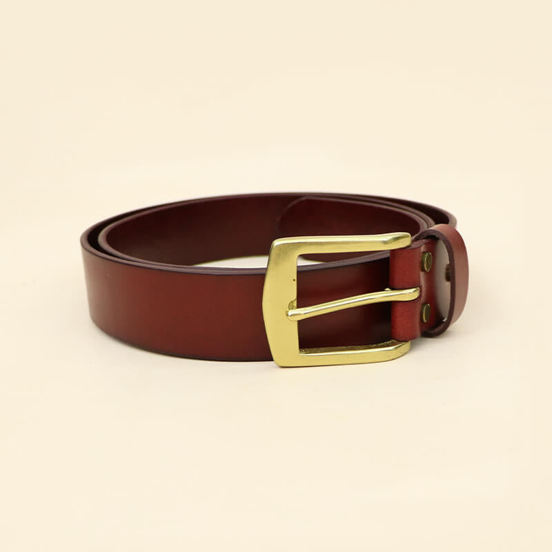 Men’s Full - Grain Leather Belt with Solid Brass Buckle – Babylon Leather - Babylon LeatherBabylon LeatherLB05-Red Brown-41" | 105 cm