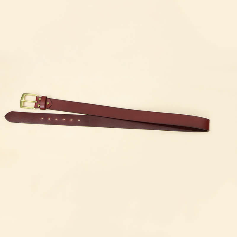Men’s Full - Grain Leather Belt with Solid Brass Buckle – Babylon Leather - Babylon LeatherBabylon LeatherLB05-Red Brown-41" | 105 cm