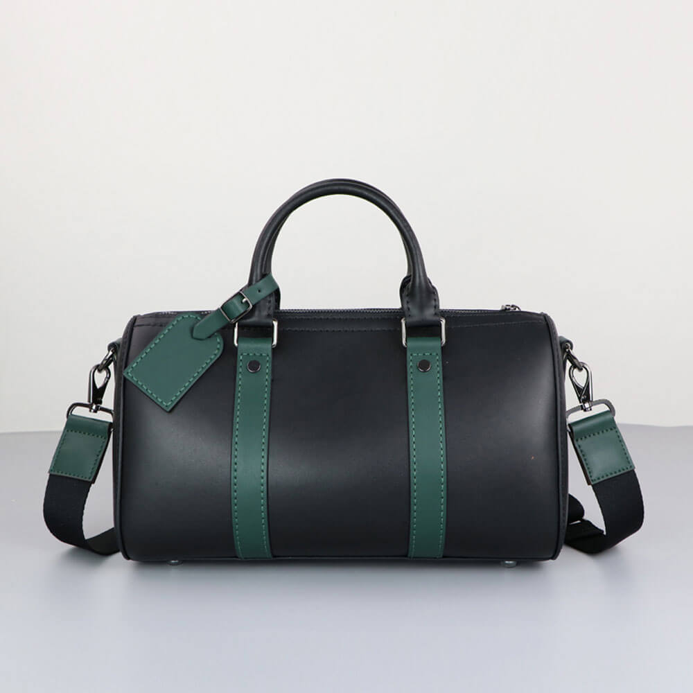 Men’s Leather Boston Bag DIY Kit – Babylon Leather - Babylon LeatherBabylon LeatherSY68 - Black & Dark Green - Top Grain Leather - Matching Color