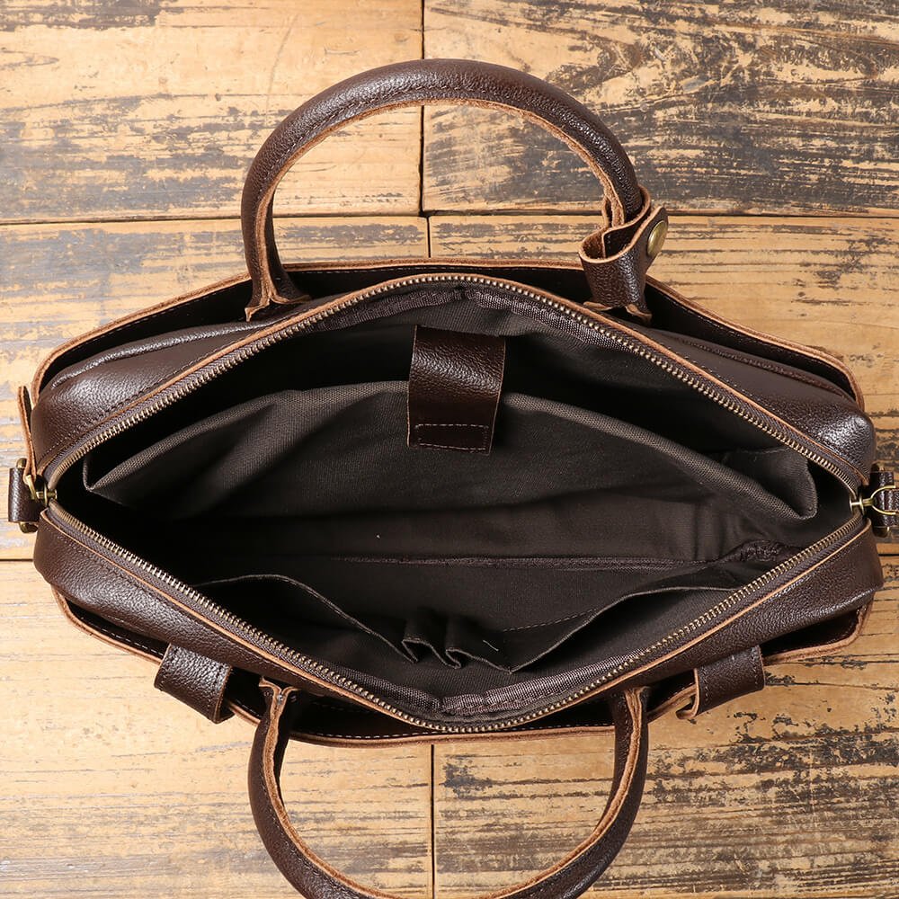 Men’s Leather Briefcase Business Crossbody Bag – Babylon Leather - Babylon LeatherBabylon LeatherLJ048 - Coffee