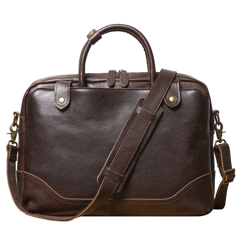 Men’s Leather Briefcase Business Crossbody Bag – Babylon Leather - Babylon LeatherBabylon LeatherLJ048 - Coffee