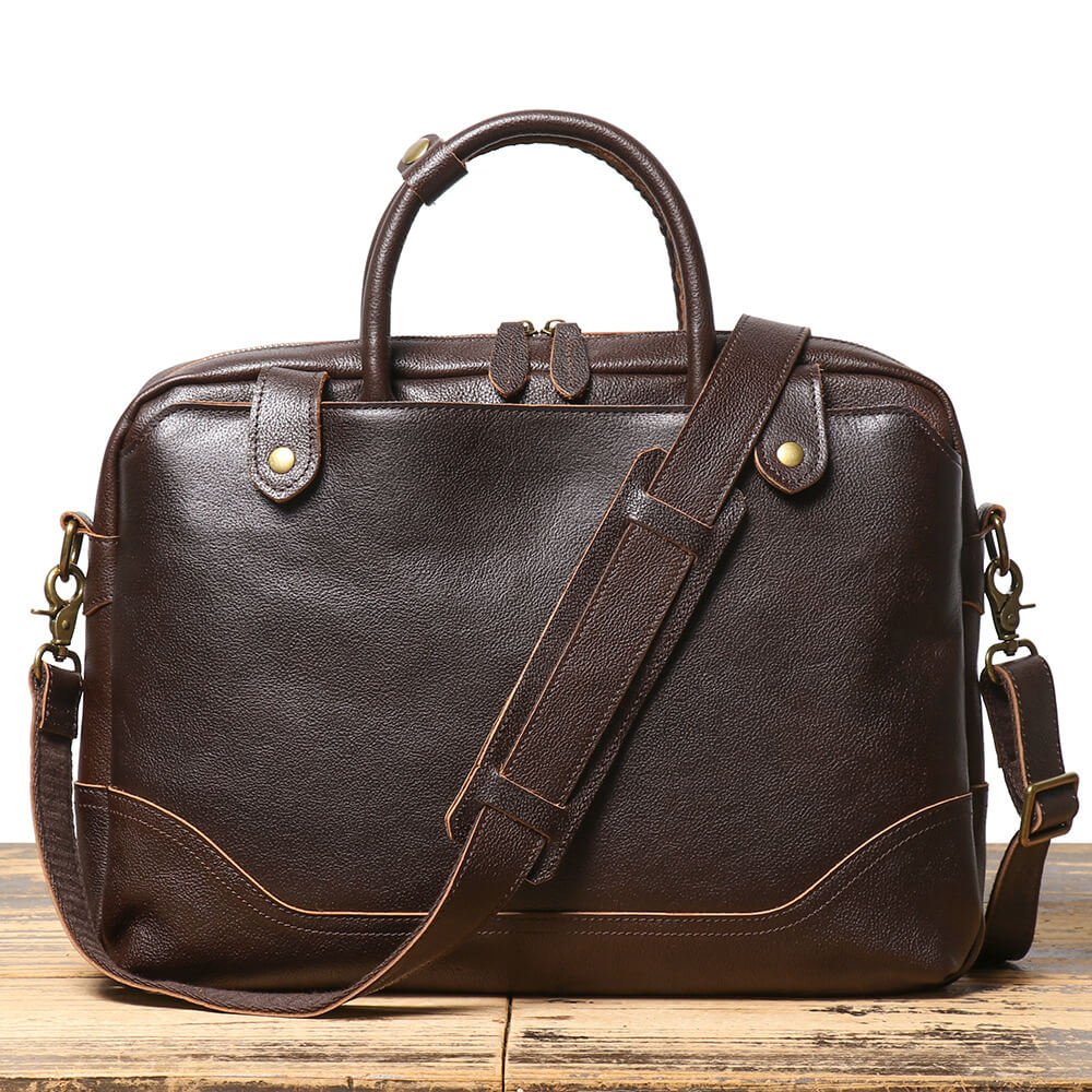Men’s Leather Briefcase Business Crossbody Bag – Babylon Leather - Babylon LeatherBabylon LeatherLJ048 - Coffee