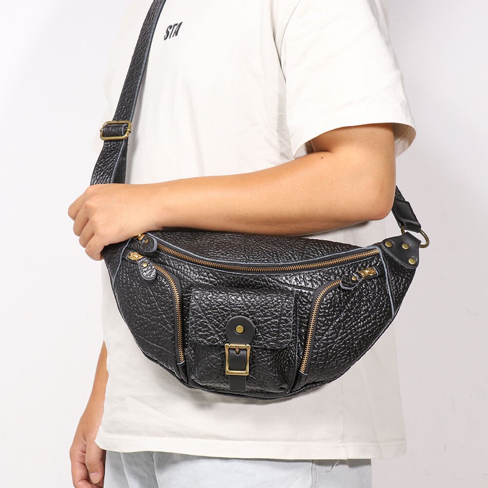 Men’s Leather Chest Sling Bag – Babylon Leather - Babylon LeatherBabylon LeatherLJ035 - Black