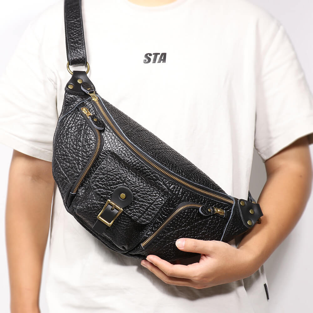 Men’s Leather Chest Sling Bag – Babylon Leather - Babylon LeatherBabylon LeatherLJ035 - Black