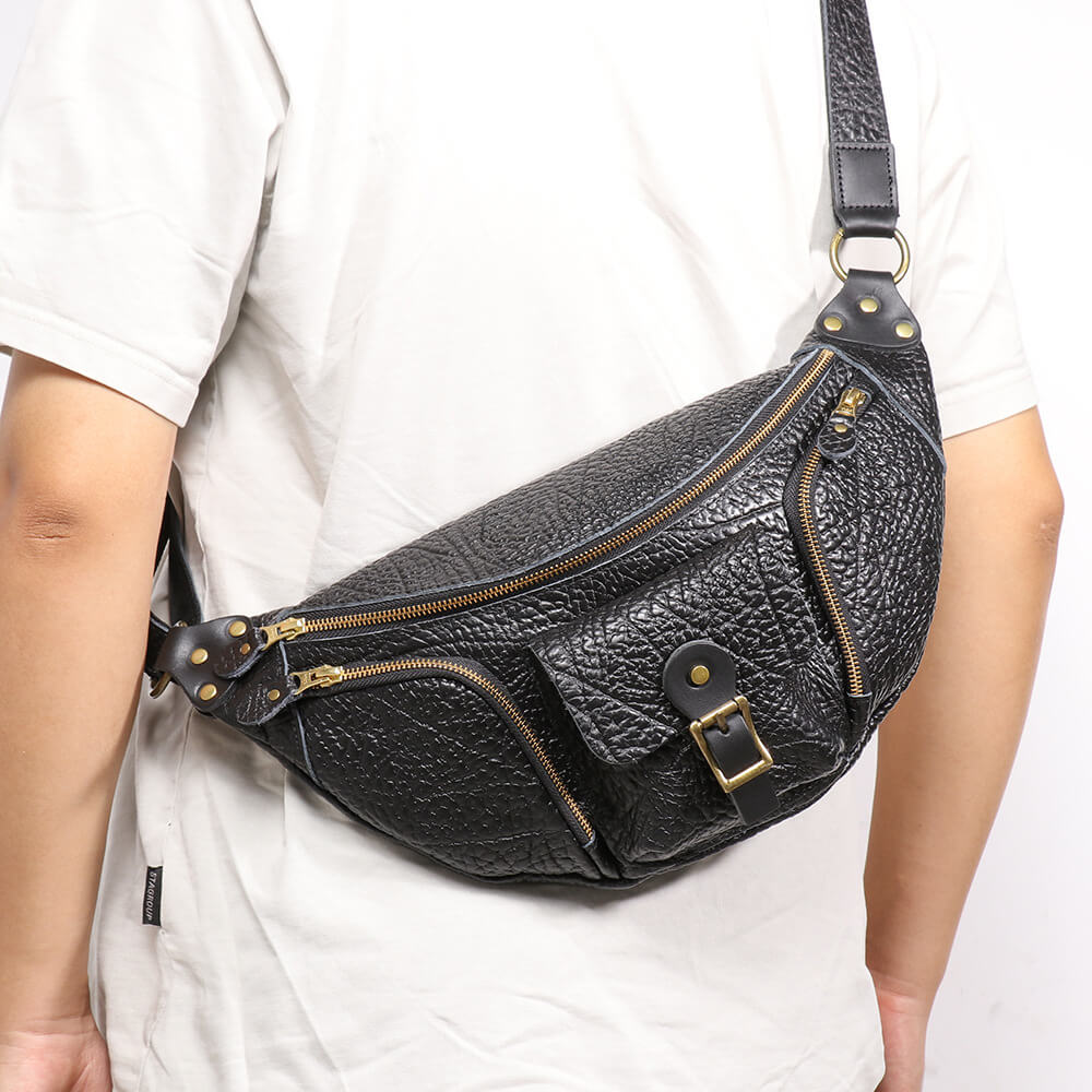Men’s Leather Chest Sling Bag – Babylon Leather - Babylon LeatherBabylon LeatherLJ035 - Black