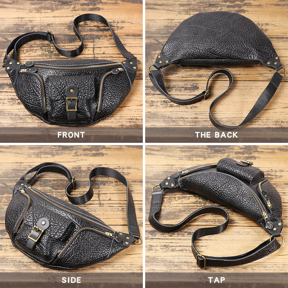 Men’s Leather Chest Sling Bag – Babylon Leather - Babylon LeatherBabylon LeatherLJ035 - Black