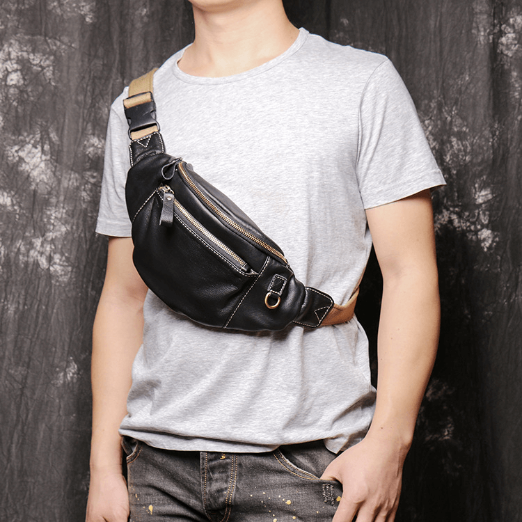 Men’s Leather Crossbody Chest Sling Bag – Babylon Leather - Babylon LeatherBabylon LeatherLJ027 - Black