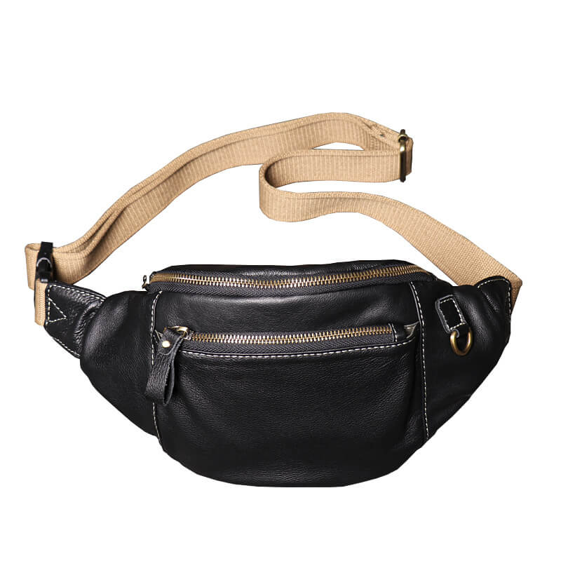 Men’s Leather Crossbody Chest Sling Bag – Babylon Leather - Babylon LeatherBabylon LeatherLJ027 - Black