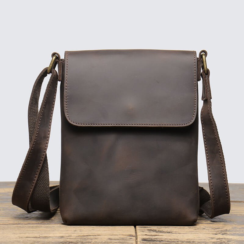 Men’s Leather Shoulder Crossbody Bag – Babylon Leather - Babylon LeatherBabylon LeatherLJ046 - Dark Brown