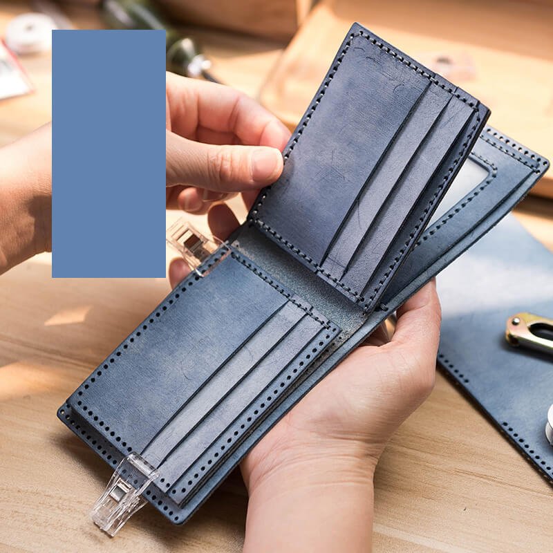Mens Leather Wallet Leathercraft DIY Kit – Babylon Leather - Babylon LeatherBabylon LeatherLZ06 - Black - Fog Wax Leather