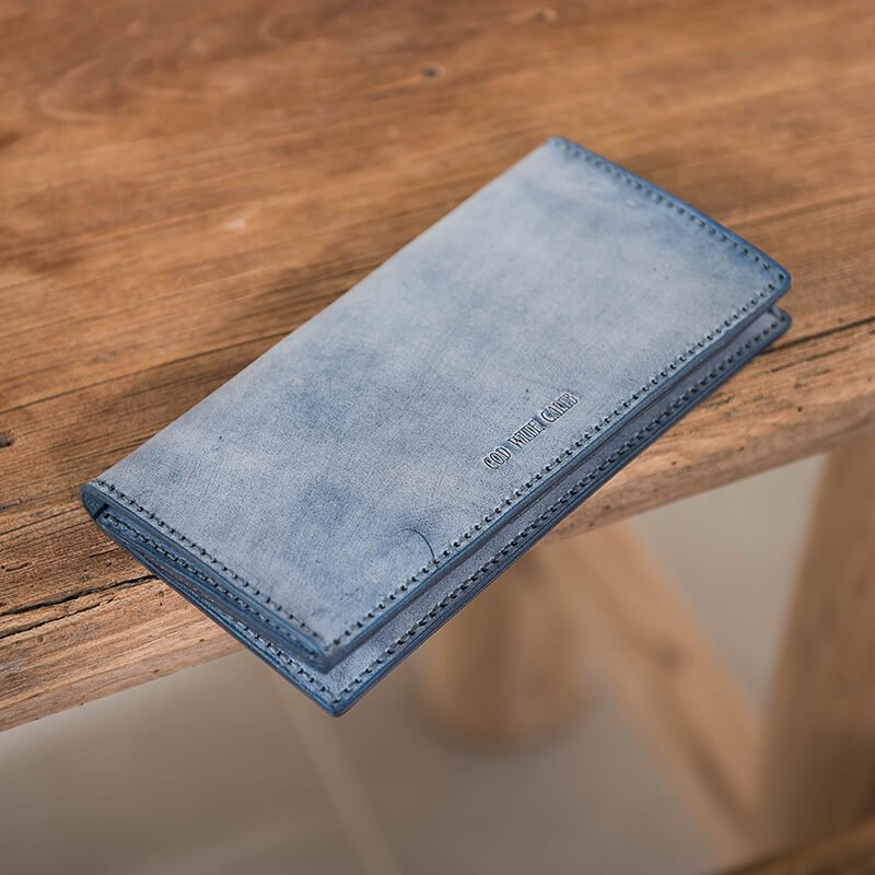 Mens Long Wallet DIY Leather Kit – Babylon Leather - Babylon LeatherBabylon LeatherLZ11 - Blue - Fog Wax Leather