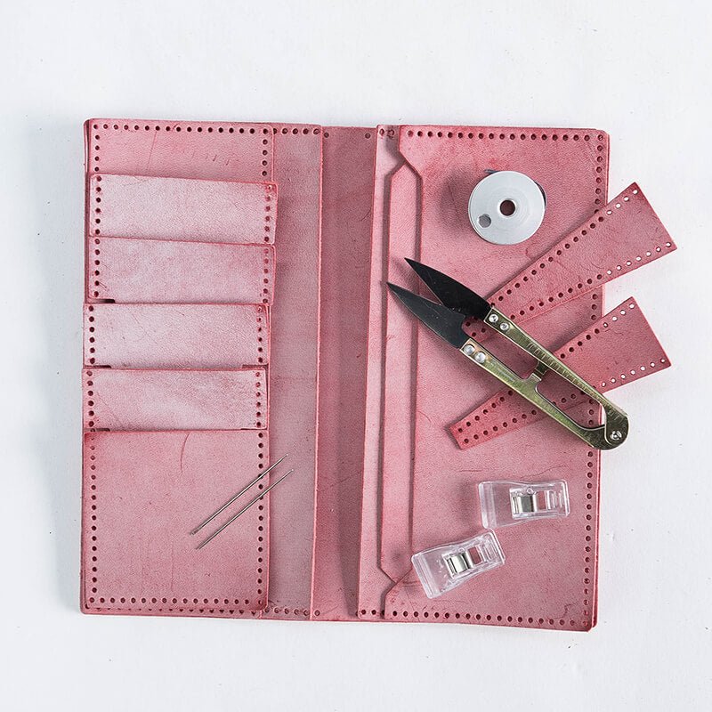 Mens Long Wallet DIY Leather Kit – Babylon Leather - Babylon LeatherBabylon LeatherLZ11 - Red - Fog Wax Leather