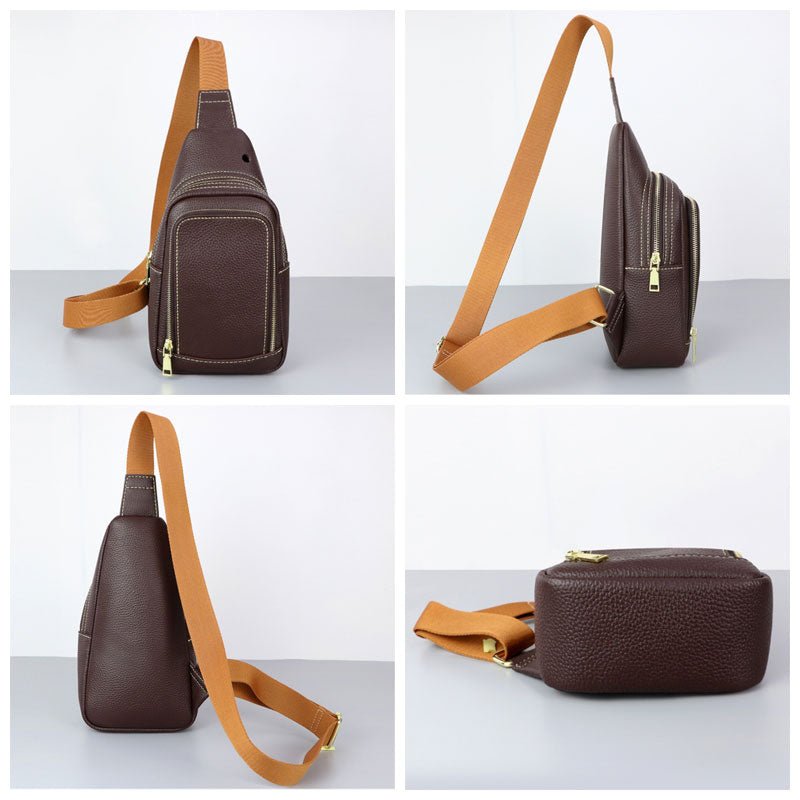Men’s Lychee Pattern Leather Sling Bag DIY Kit – Babylon Leather - Babylon LeatherBabylon LeatherSY25 - Matching Color - Lychee Pattern Leather - Brown