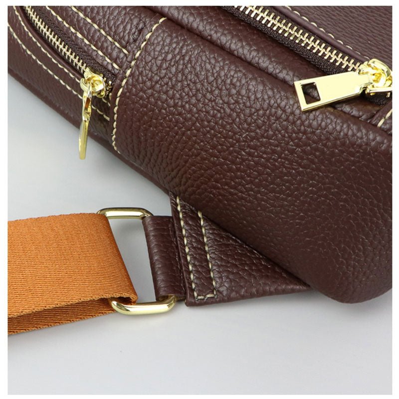 Men’s Lychee Pattern Leather Sling Bag DIY Kit – Babylon Leather - Babylon LeatherBabylon LeatherSY25 - Matching Color - Lychee Pattern Leather - Brown