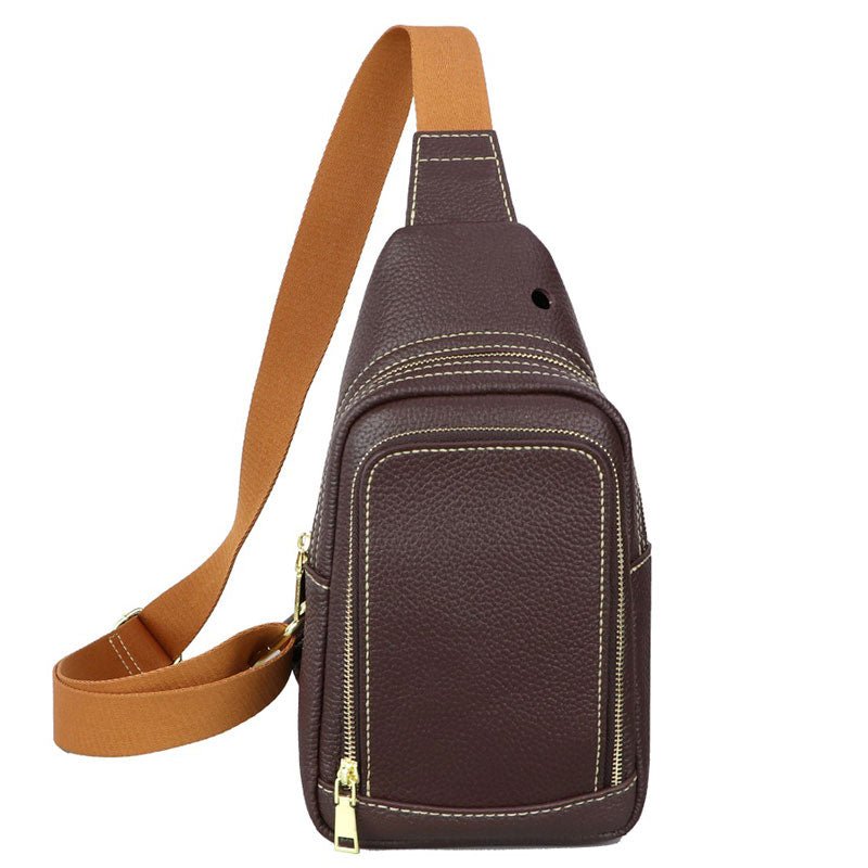 Men’s Lychee Pattern Leather Sling Bag DIY Kit – Babylon Leather - Babylon LeatherBabylon LeatherSY25 - Matching Color - Lychee Pattern Leather - Brown