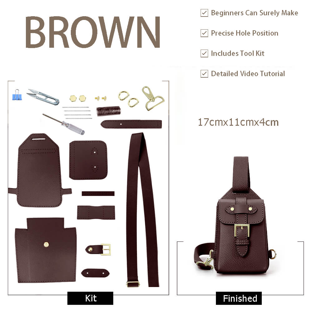 Men’s Phone Sling Bag DIY Kit – Babylon Leather - Babylon LeatherBabylon LeatherSY117-Brown-Color-Matched