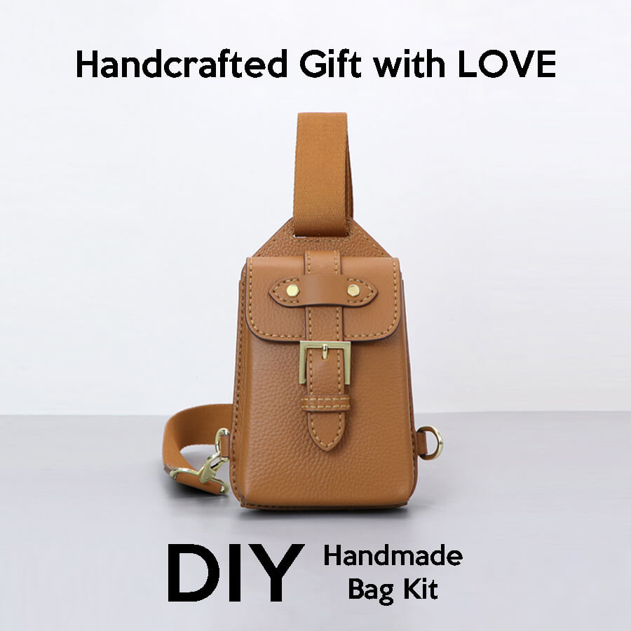Men’s Phone Sling Bag DIY Kit – Babylon Leather - Babylon LeatherBabylon LeatherSY117-Caramel-Color-Matched