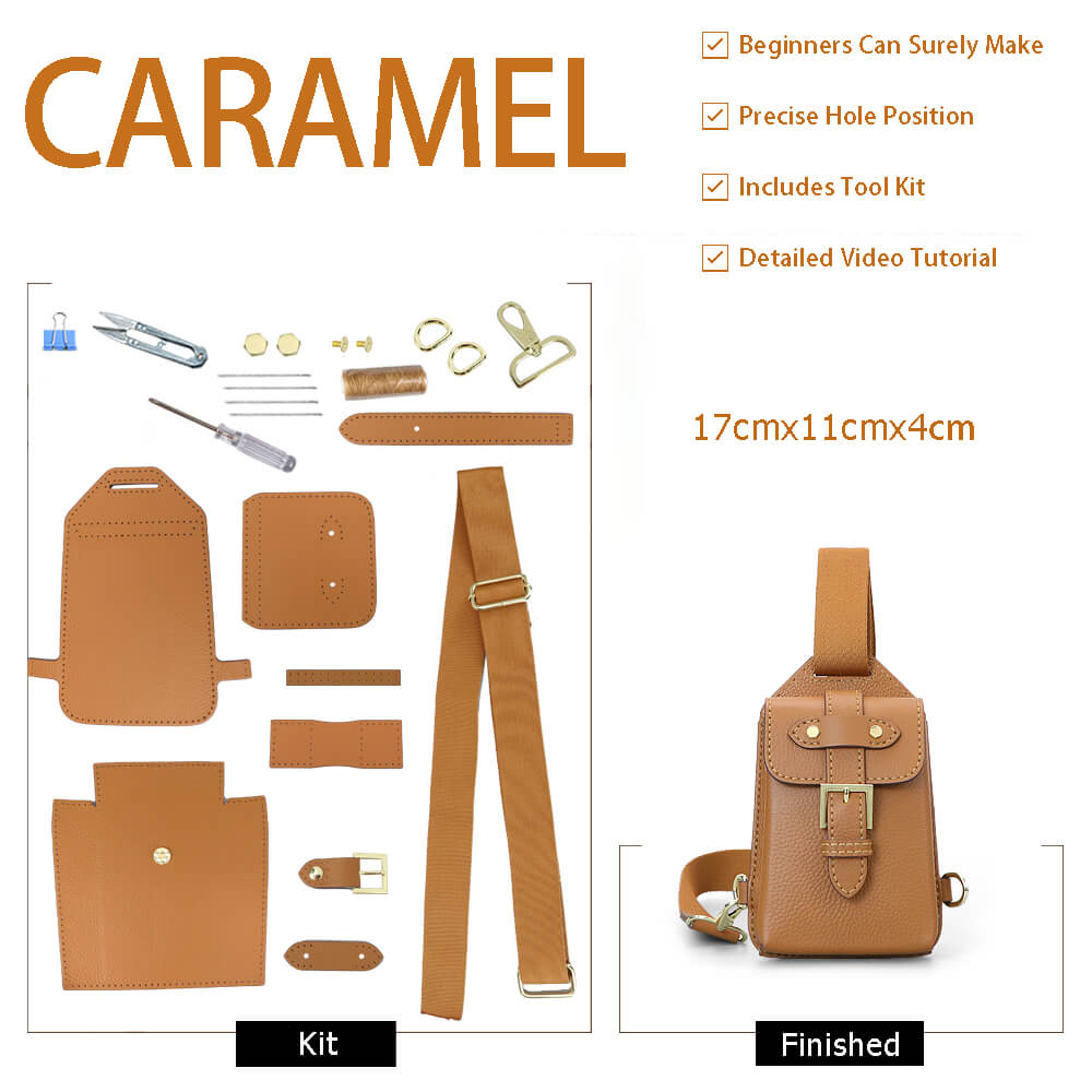 Men’s Phone Sling Bag DIY Kit – Babylon Leather - Babylon LeatherBabylon LeatherSY117-Caramel-Color-Matched