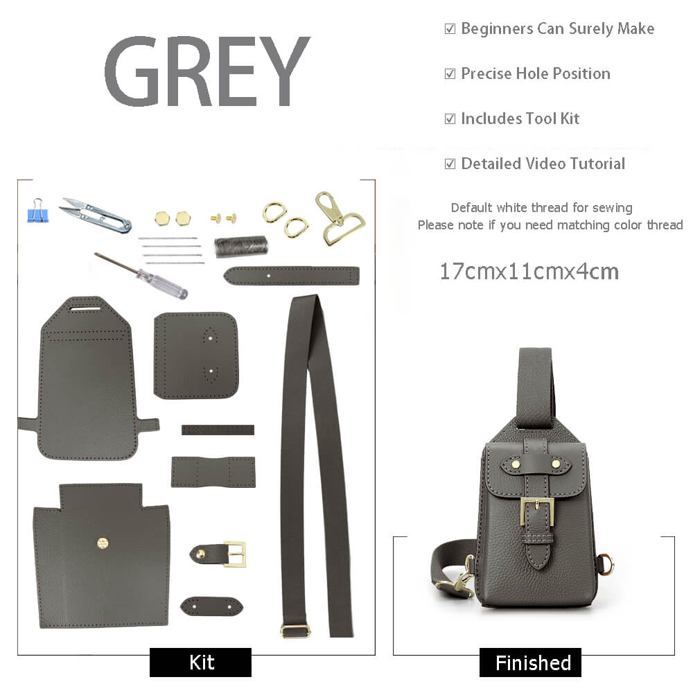 Men’s Phone Sling Bag DIY Kit – Babylon Leather - Babylon LeatherBabylon LeatherSY117-Grey-Color-Matched