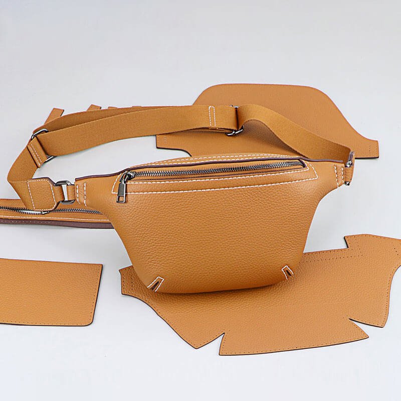 Men’s Sling Bag DIY Leather Kit – Babylon Leather - Babylon LeatherBabylon LeatherSY102 - Caramel - White