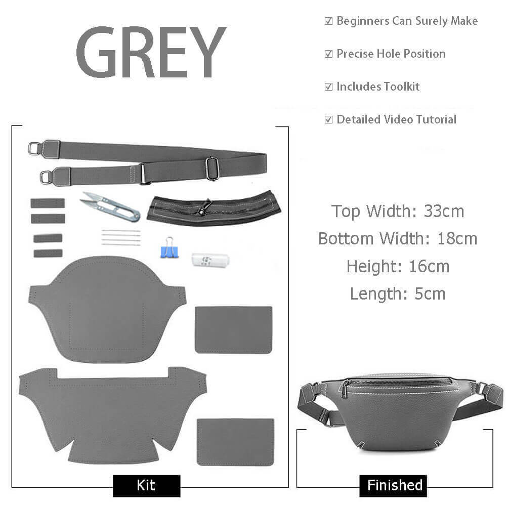 Men’s Sling Bag DIY Leather Kit – Babylon Leather - Babylon LeatherBabylon LeatherSY102-Grey-White