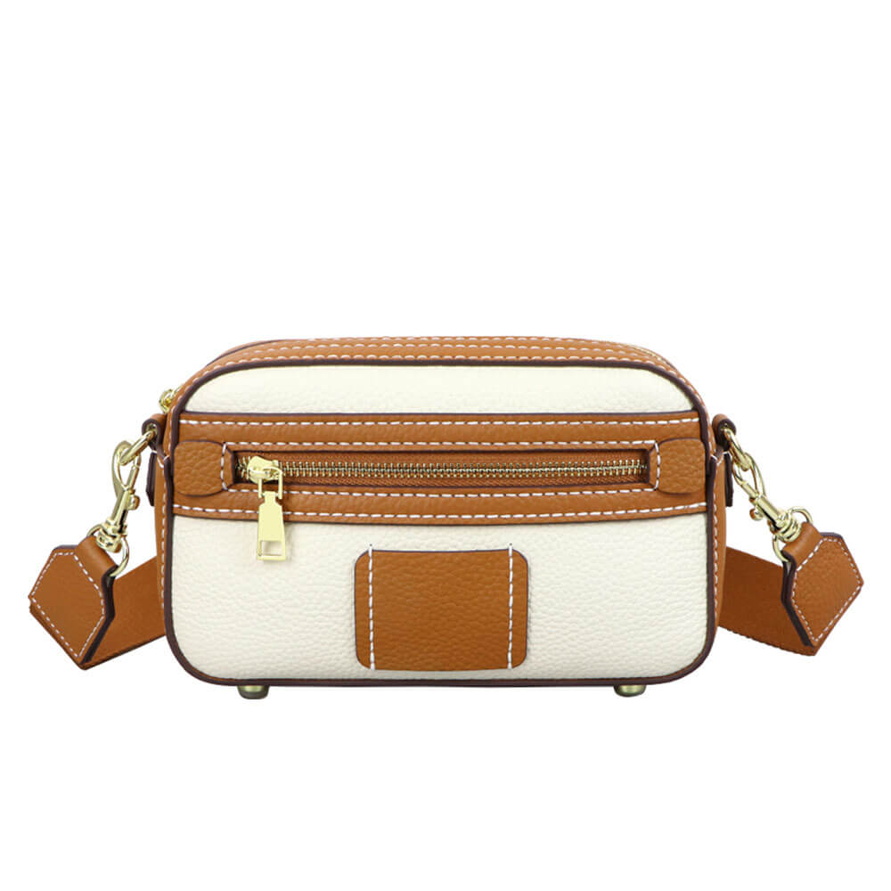 Men’s Square Leather Shoulder Bag DIY Kit – Babylon Leather - Babylon LeatherBabylon LeatherSY64 - Brown - White
