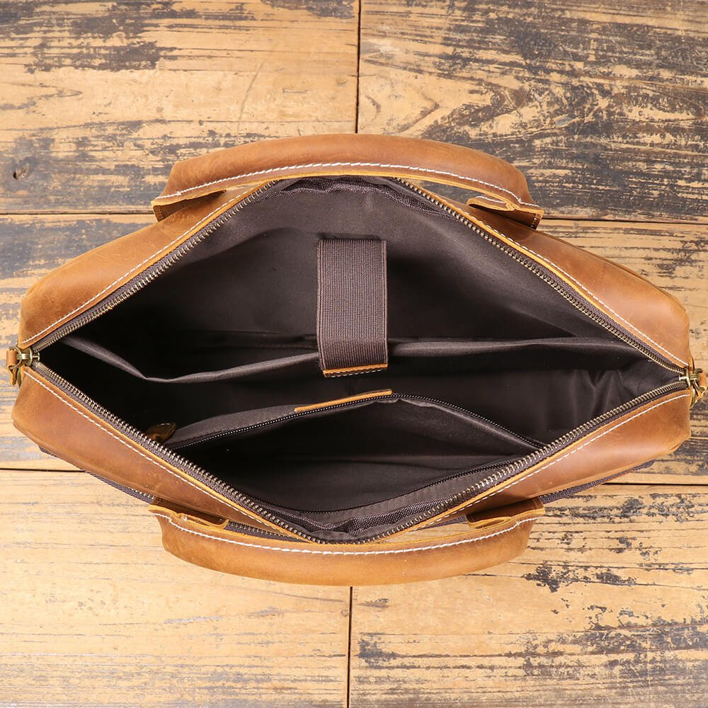 Men’s Top Grain Leather Business Briefcase – Babylon Leather - Babylon LeatherBabylon LeatherLJ038 - Brown