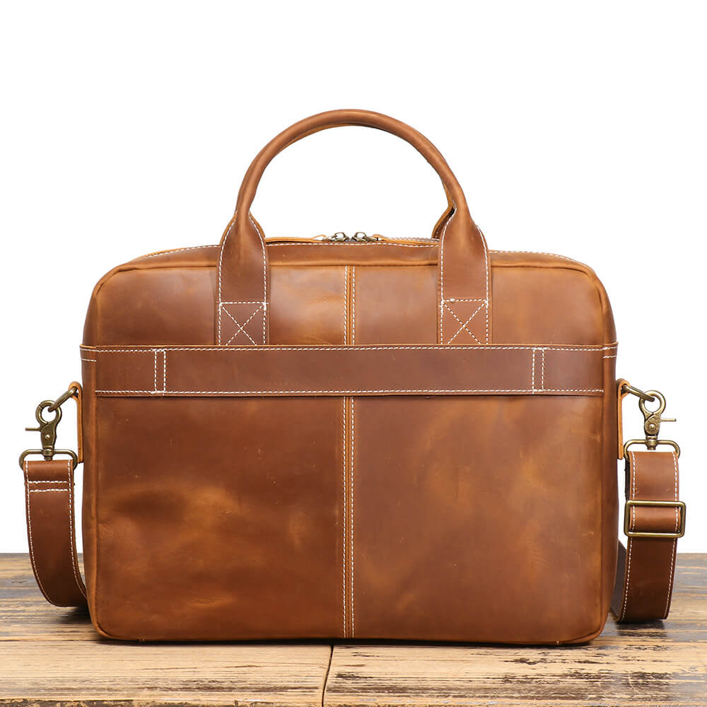 Men’s Top Grain Leather Business Briefcase – Babylon Leather - Babylon LeatherBabylon LeatherLJ038 - Brown