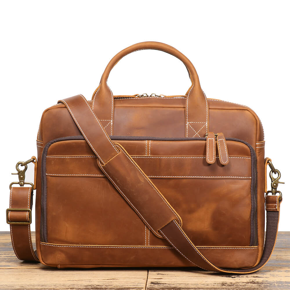 Men’s Top Grain Leather Business Briefcase – Babylon Leather - Babylon LeatherBabylon LeatherLJ038 - Brown