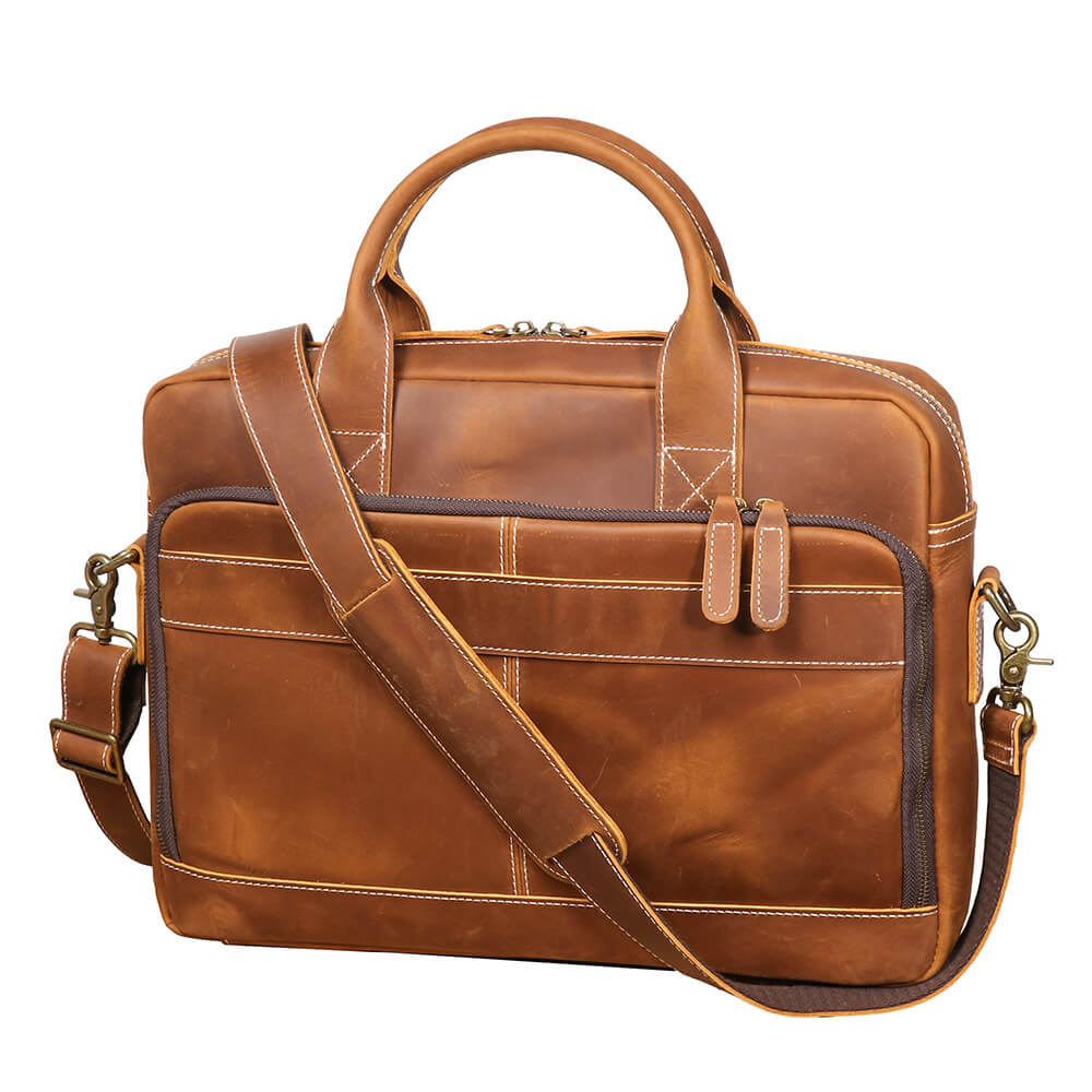 Men’s Top Grain Leather Business Briefcase – Babylon Leather - Babylon LeatherBabylon LeatherLJ038 - Dark Brown