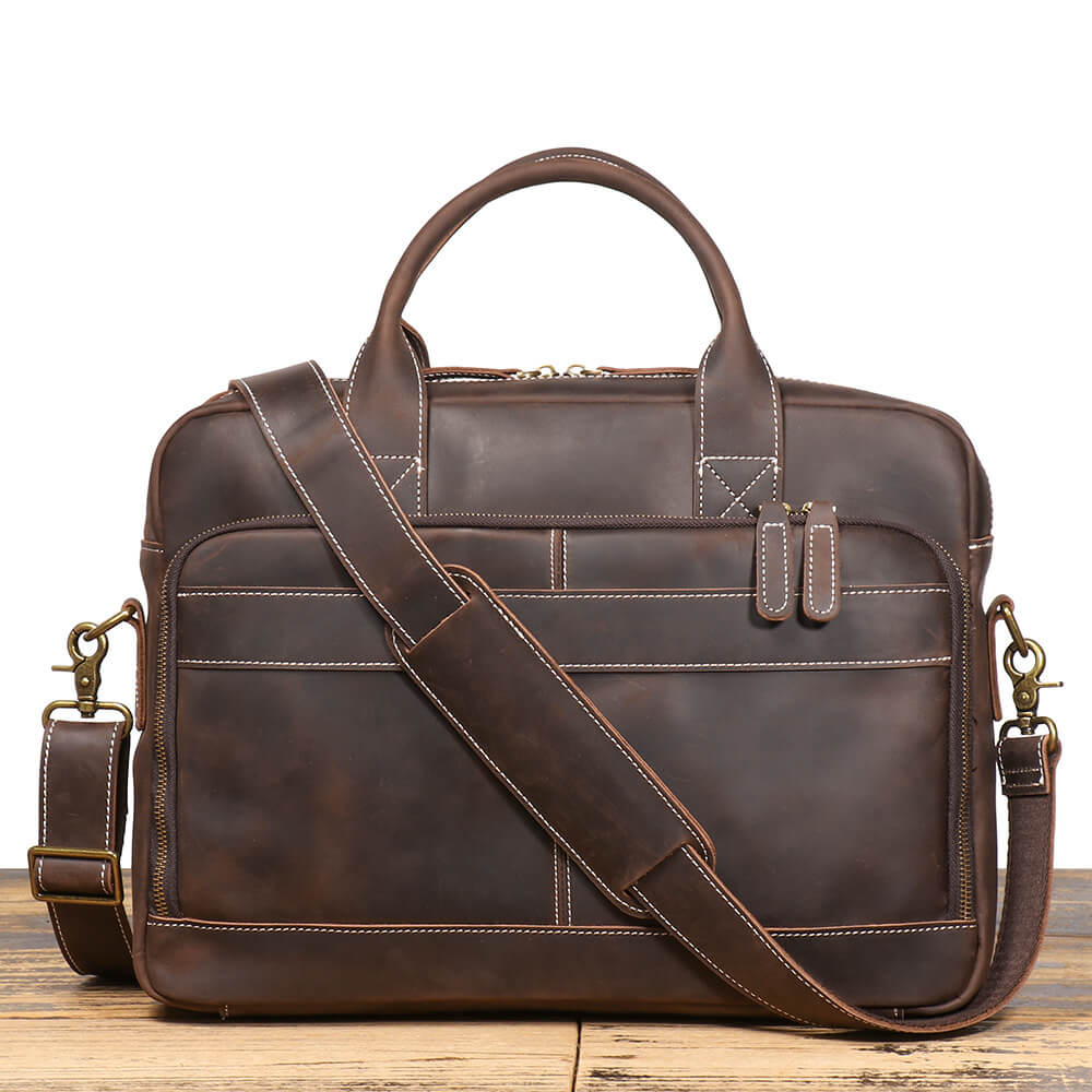 Men’s Top Grain Leather Business Briefcase – Babylon Leather - Babylon LeatherBabylon LeatherLJ038 - Dark Brown