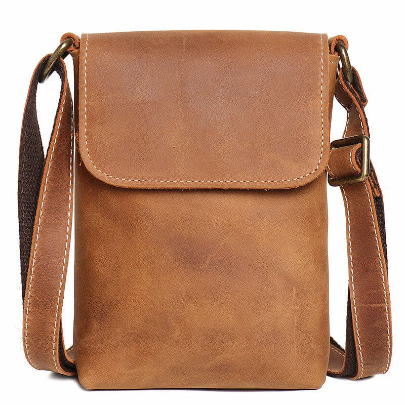 Men’s Top Grain Leather Crossbody Shoulder Bag – Babylon Leather - Babylon LeatherBabylon LeatherLJ024 - Brown