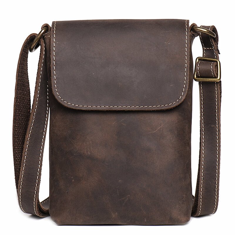 Men’s Top Grain Leather Crossbody Shoulder Bag – Babylon Leather - Babylon LeatherBabylon LeatherLJ024 - Dark Brown
