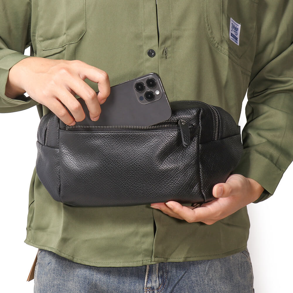Men’s Top Grain Leather Crossbody Sling Bag – Babylon Leather - Babylon LeatherBabylon LeatherLJ094 - Black