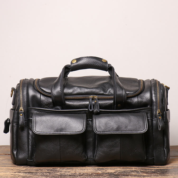 Men’s Top Grain Leather Large Capacity Travel Duffle Bag – Babylon Leather - Babylon LeatherBabylon LeatherLJ020 - Black