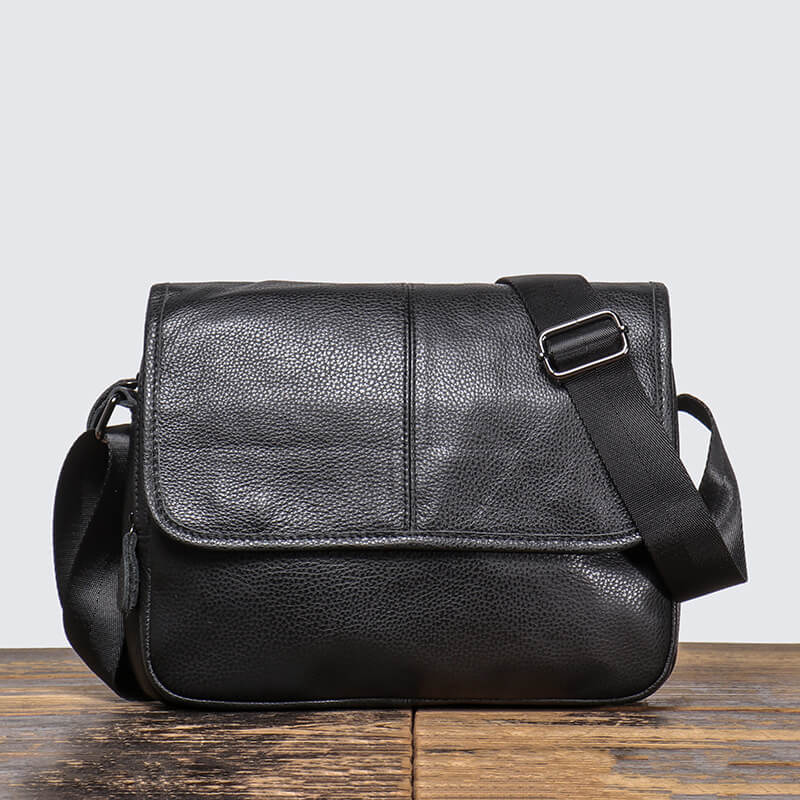 Men’s Top Grain Leather Messenger Bag – Babylon Leather - Babylon LeatherBabylon LeatherLJ015 - Black