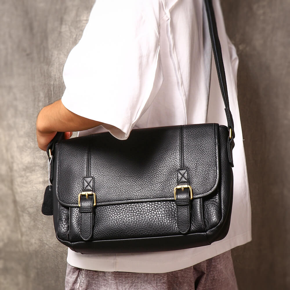 Men’s Top Grain Leather Shoulder Messenger Bag – Babylon Leather - Babylon LeatherBabylon LeatherLJ099-Black